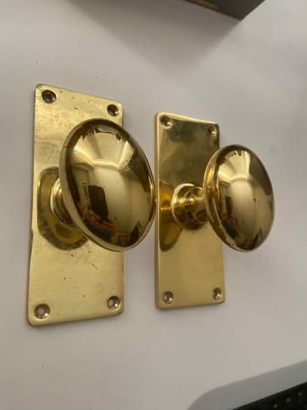 Photo of free Pair of brass door knobs / handles (Claygate KT10) #1