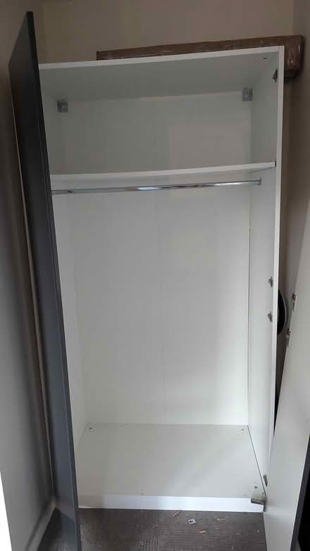 Photo of free Hardly used wardrobe grey and white (Poplar) #2