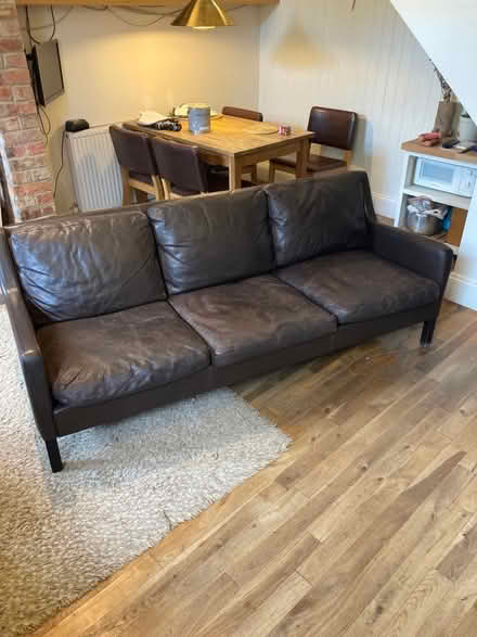 Photo of free Mid century brown leather sofa (Oxford OX2) #1