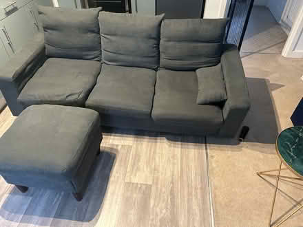 Photo of free Grey sofa and footstool (CV34) #1