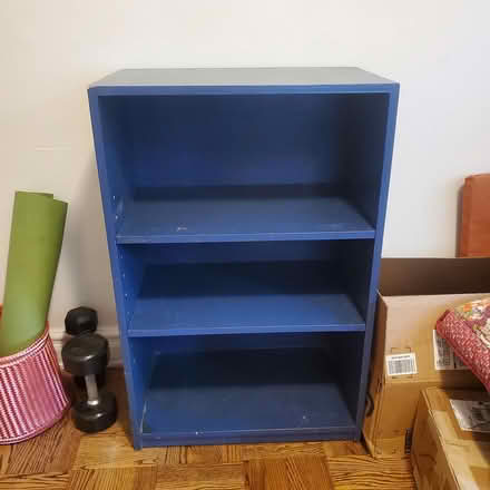 Photo of free Blue wooden shelves/bookcase (Upper West Side near Zabar's) #2