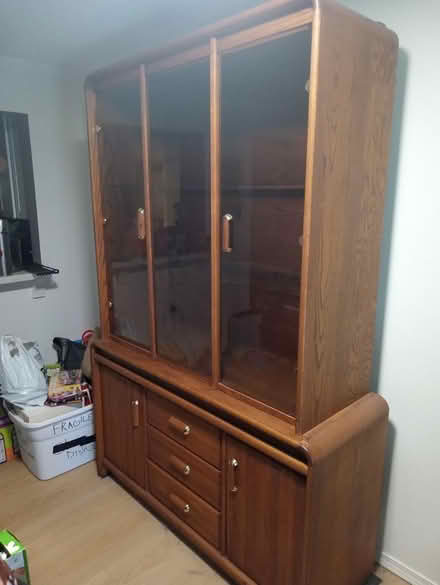 Photo of free china cabinet hutch w glass shelves (maple leaf / lake city) #1