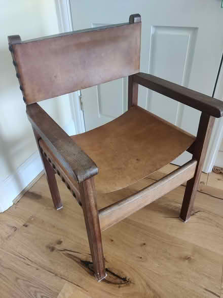 Photo of free Wooden Chair with leather seating (Blackrock) #1