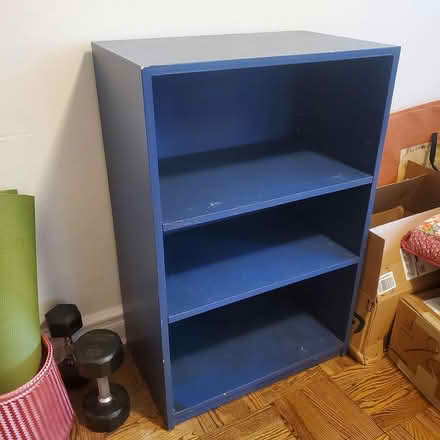 Photo of free Blue wooden shelves/bookcase (Upper West Side near Zabar's) #1