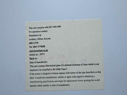 Photo of free Wall Mirror 45 x 45 cm (PO12 Alverstoke) #2