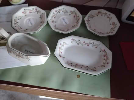 Photo of free China gravy boat, and saucers (GL51 4UR) #1