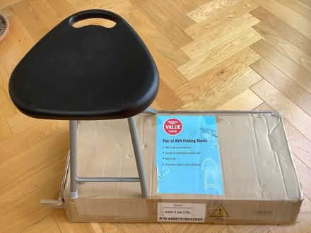 Photo of free Two folding stools, plastic seats (Moorfields) #1