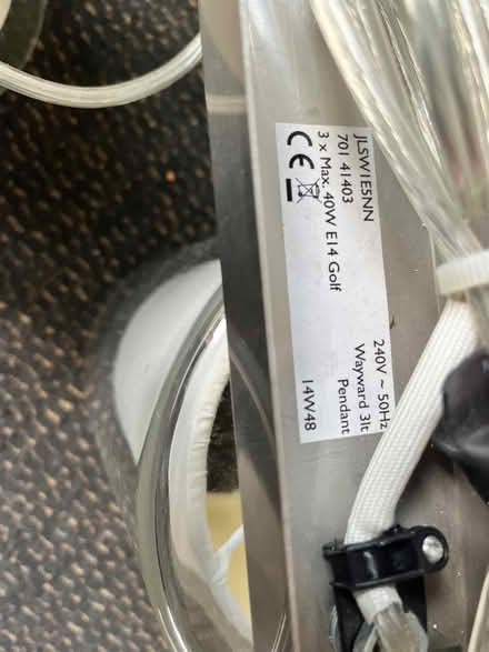 Photo of free 3 pendant light fitting (Street BA16) #4