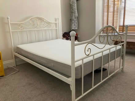 Photo of free Double metal frame bed and matress (Millfield) #1