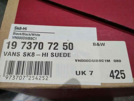 Photo of free Vans sk8-hi black and white canvas shoes, size 7 (Florence Park OX4) #2