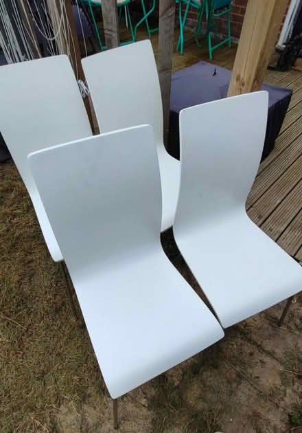 Photo of free 4x white wood kitchen/dining chairs (Abbotswood, Romsey) #1