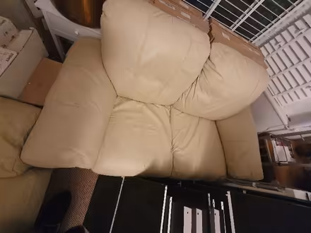 Photo of free Pair of sofas - 2 seater and 3 seater, cream faux leather (Whitley Bay NE26) #1