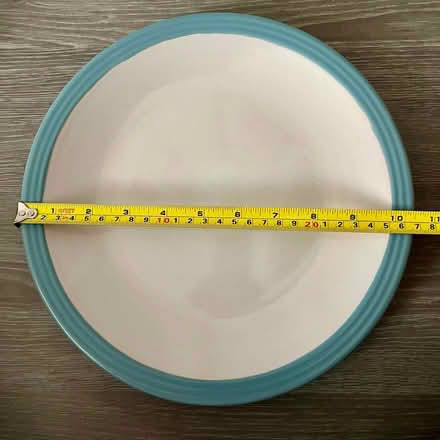 Photo of free Cream/Blue Plates - approx 27cm diameter (Lavender Hill SW11) #1