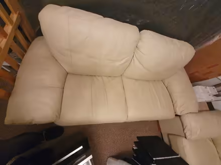 Photo of free Pair of sofas - 2 seater and 3 seater, cream faux leather (Whitley Bay NE26) #3