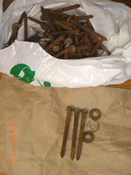 Photo of free 3 1/2" wood hex lag bolts + washers (Pleasantville) #2