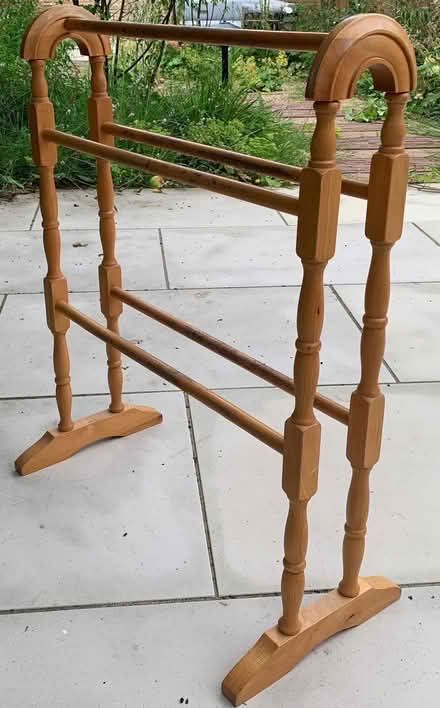 Photo of free Freestanding wooden towel rack (Mitcham's Corner CB4) #1