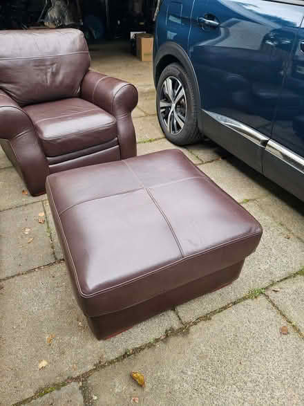 Photo of free Leather chair and footstool (Newton Mearns G77) #2