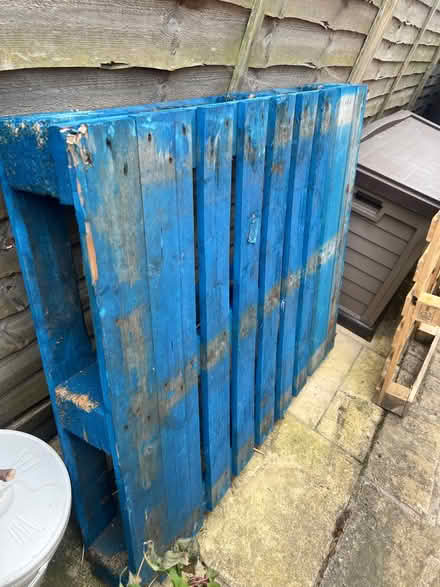 Photo of free blue wooden pallet (Royston SG8) #2