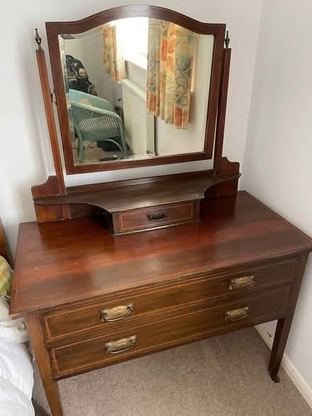 Photo of free Dark wood two drawer dressing table (Newtown SY16) #1