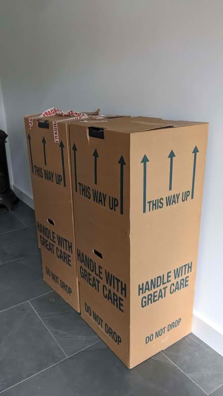 Photo of free Cardboard wardrobes X 2; box of packing material (Applethwaite CA12) #1