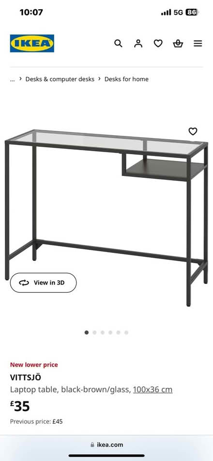 Photo of free IKEA glass top laptop table (Southchurch SS1) #1