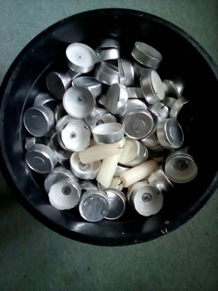 Photo of free Bucketful of part used tealights and candle stubs. (Chirk Bank LL14) #1
