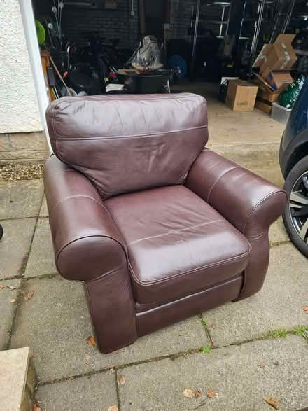 Photo of free Leather chair and footstool (Newton Mearns G77) #1