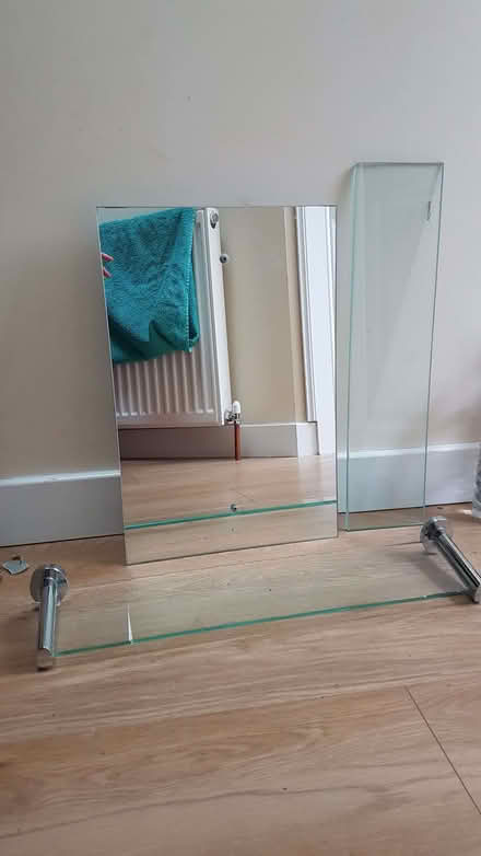 Photo of free 2 glass bathroom shelves and glass mirror with fitments (Giffnock G46) #1