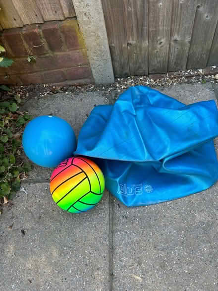 Photo of free Gym ball ( requiring plug) plus two assorted balls (Three Fields Farm HP3) #1