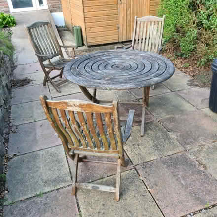 Photo of free Hardwood Garden Table and 3 Chairs (Denmead PO7) #1