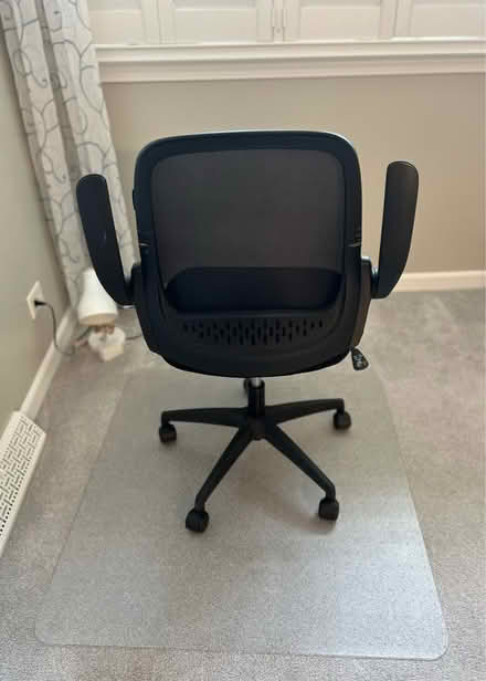 Photo of free Black Desk Chair w/ rug protector (South Wheaton) #2