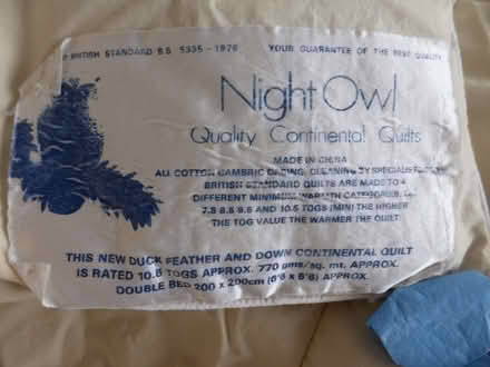 Photo of free ‘Night Owl’ Duck Feather & Down Continental Quilt 10.5 tog (Eaton NR4) #4