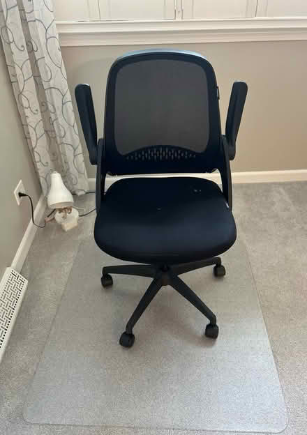 Photo of free Black Desk Chair w/ rug protector (South Wheaton) #1