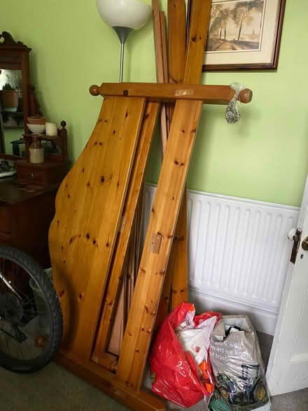 Photo of free Pine double bed frame (Shipley BD18) #1