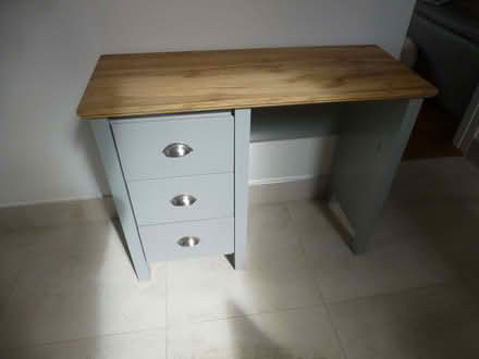 Photo of free Grey painted wood desk with wood finish top (Chiswell Green AL2) #1