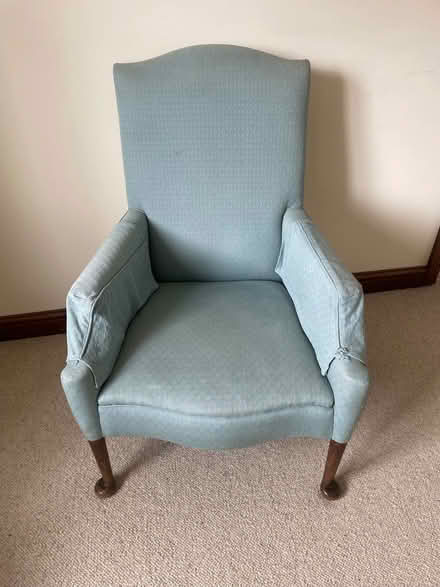 Photo of free Two vintage wooden upholstered armchsifs (Presteigne LD8) #2