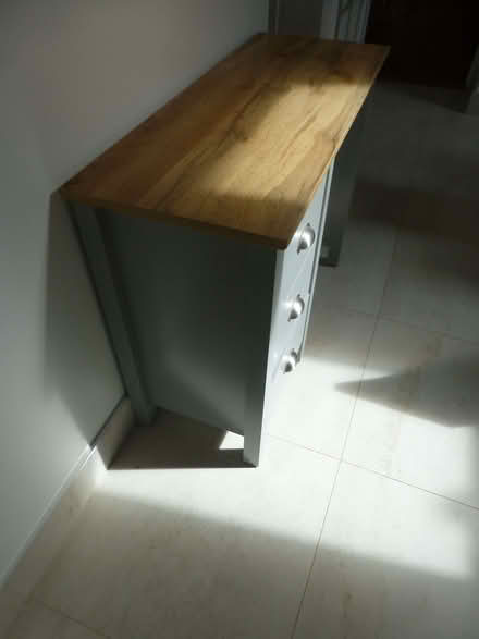Photo of free Grey painted wood desk with wood finish top (Chiswell Green AL2) #4