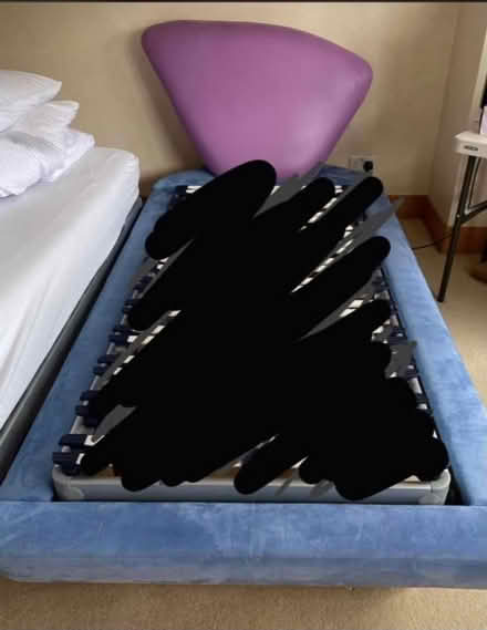 Photo of free Single Bed frame leather and suede (Nw4) #1