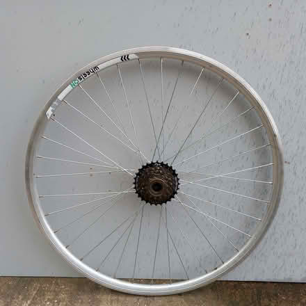 Photo of free "Wheels On" 28" double skinned bike wheel. (Pickering YO18) #1
