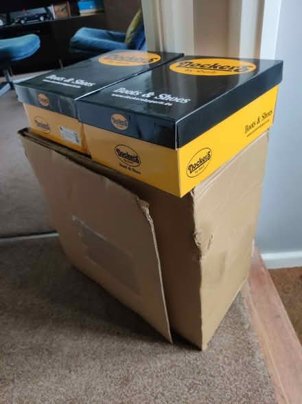 Photo of free large cardboard box + 2 shoeboxes (Corsham SN13)