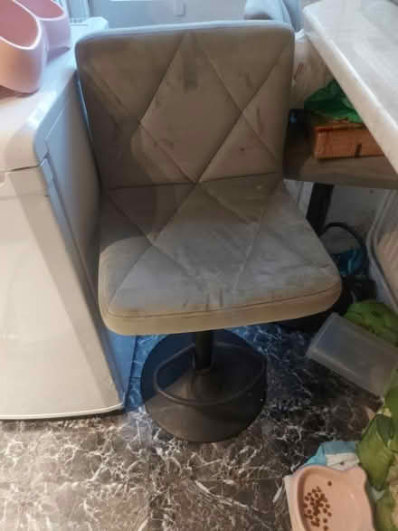 Photo of free Kitchen bar chair x 2 grey velvet (EN3) #1