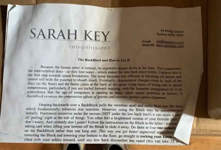 Photo of free Sarah Key Back Block (The Goggin SY8) #3
