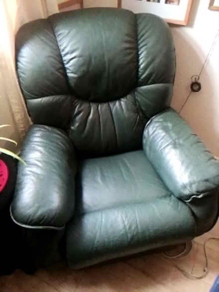 Photo of free Green faux leather reclining armchair (Ebley GL5) #1