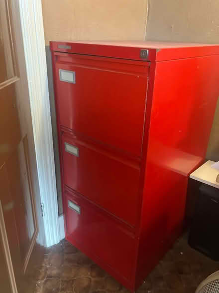 Photo of free Large filing cabinet red (Raynes Park , london) #1