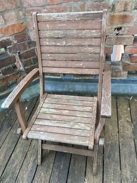 Photo of free Two wooden garden chairs with cushions (Malvern WR14) #1