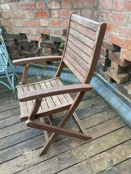 Photo of free Two wooden garden chairs with cushions (Malvern WR14) #2