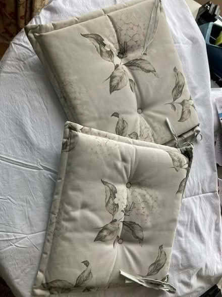 Photo of free Two wooden garden chairs with cushions (Malvern WR14) #4