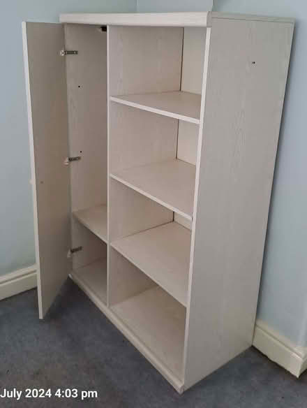 Photo of free Grey small wardrobe/shelf unit (Ranmoor S10) #1