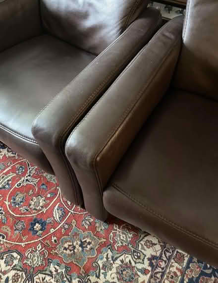 Photo of free 2 single real leather armchairs (Enfield EN1) #1