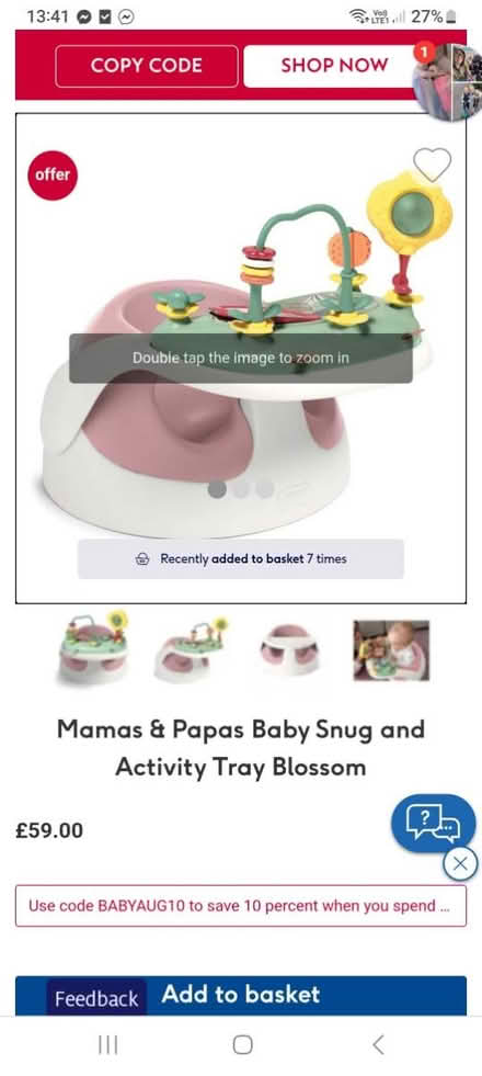 Photo of free Mamas and papas snug seat (Canford Heath, BH17 8) #1